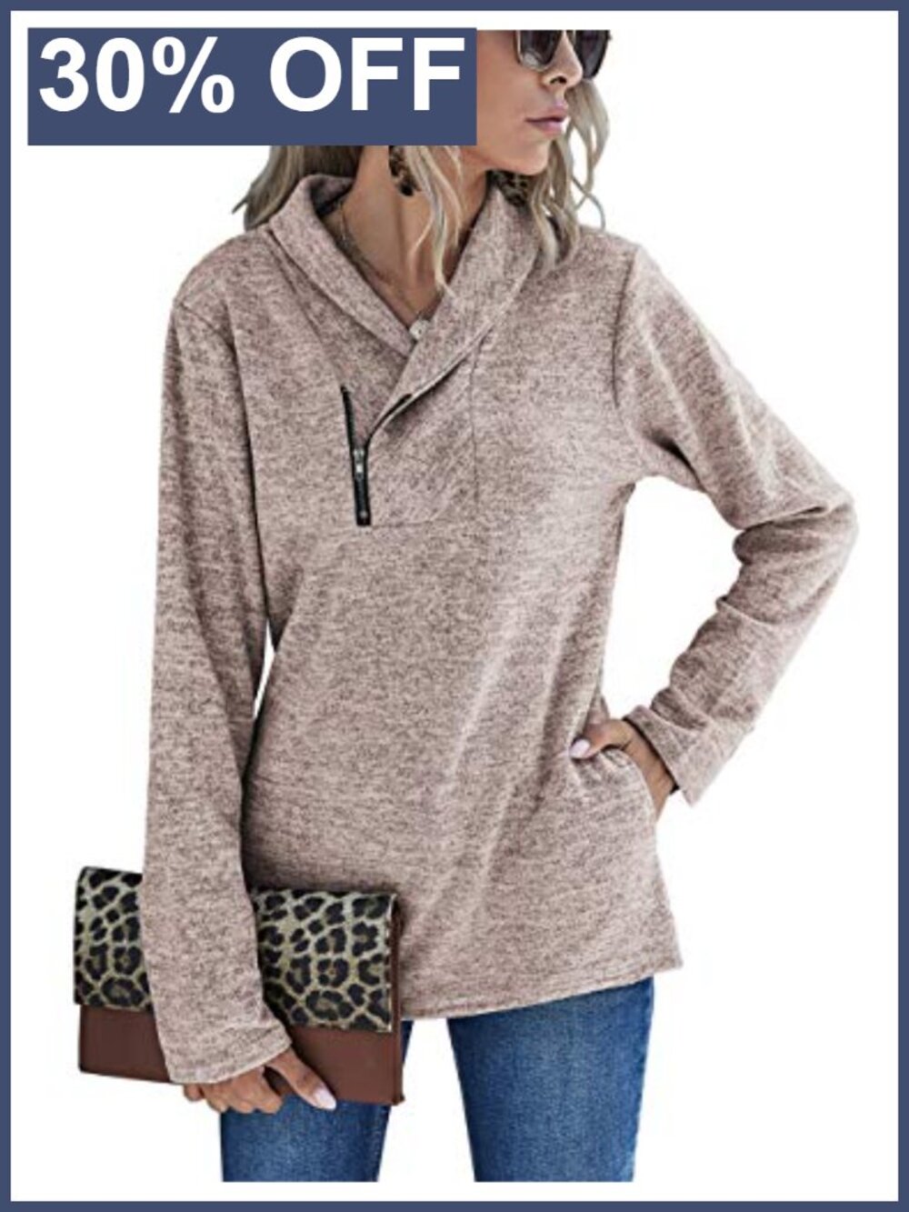 Women's Quarter Zip Cowl Neck Sweatshirt with Pockets Long Sleeve Pullover